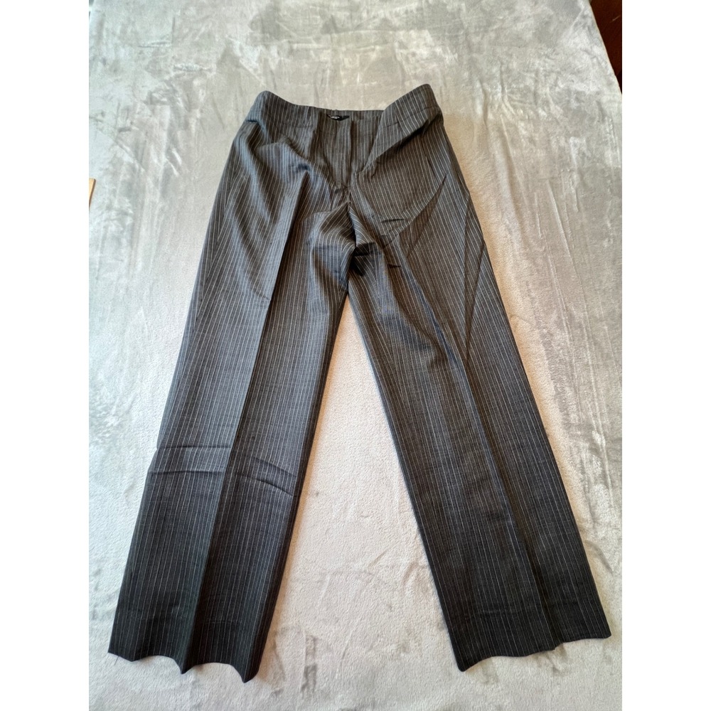 Carlisle Dress Pants Womens 10 Gray Pinstripe Wool Wide Leg Trousers